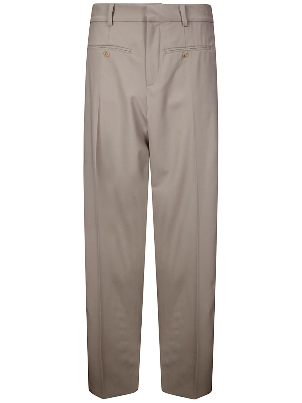 Wool straight-leg trousers - Neutrals