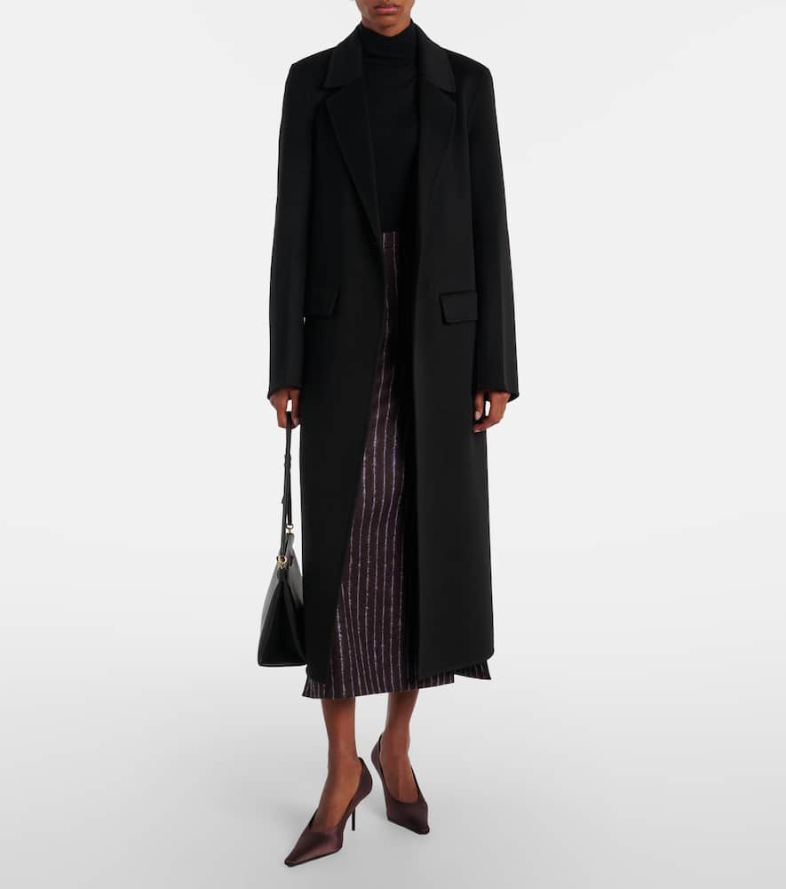 Pinstripe wool and mohair pencil skirt