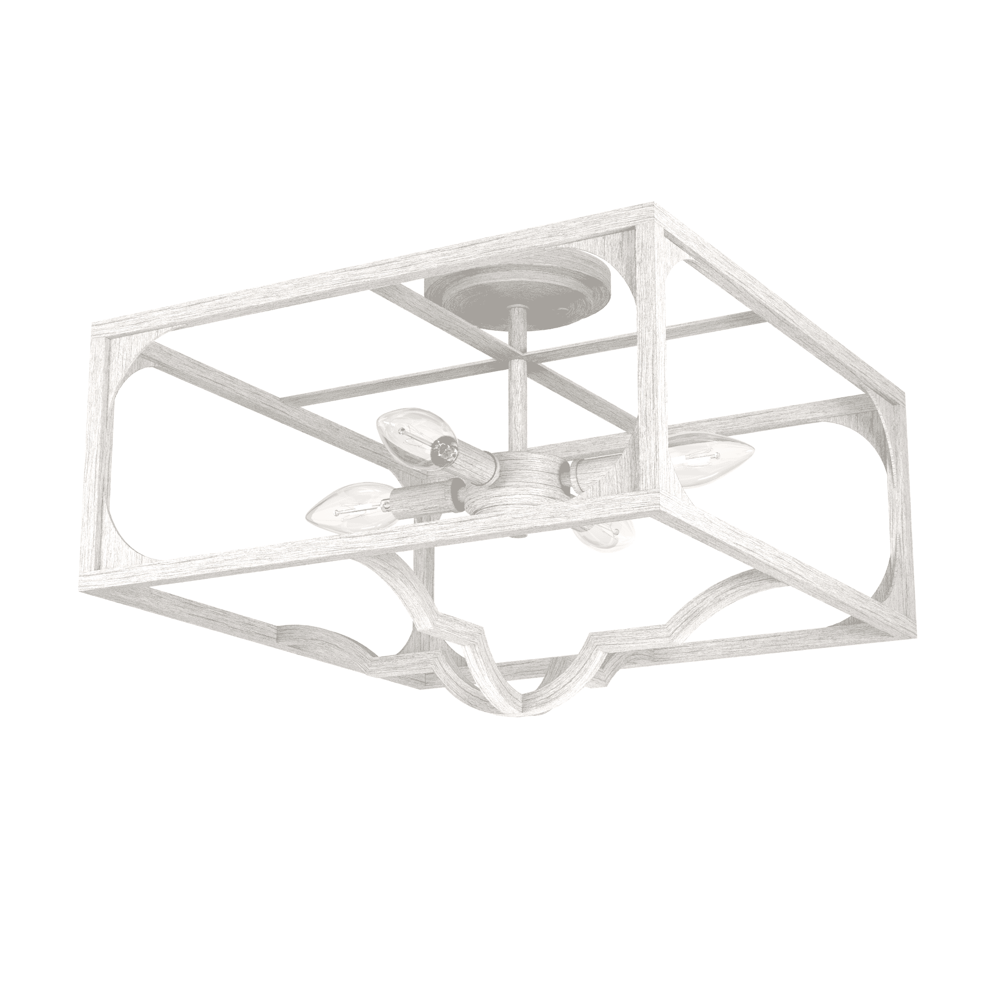 Hunter Highland Hill 4-Light Semi-Flush Mount in Distressed White