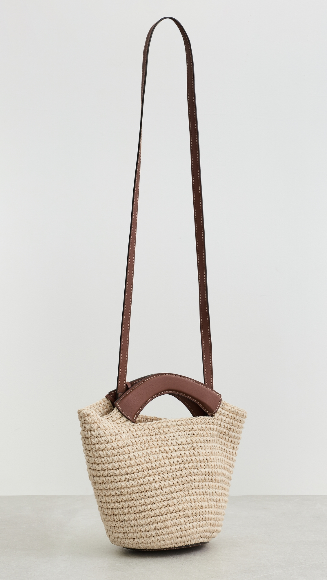 The Small Woven Shopper Tote Natural/Cognac One Size