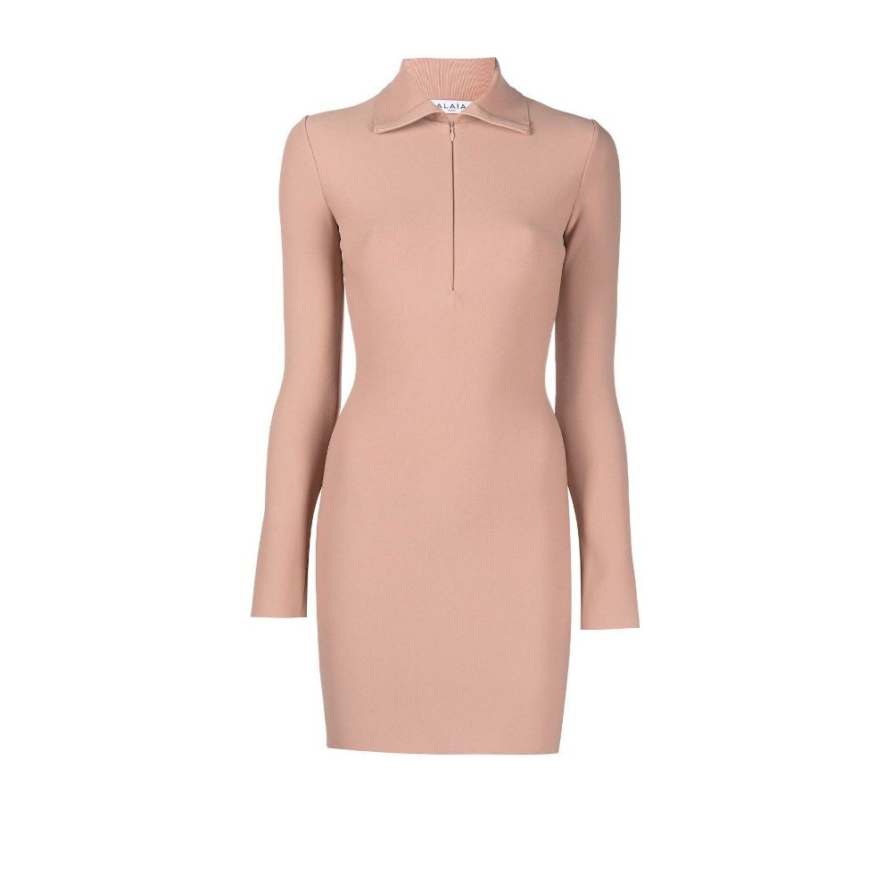 Peach Half zip Fastening Mini Dress