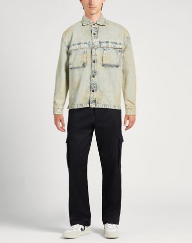 Man Denim outerwear Blue Size L Cotton, Hemp