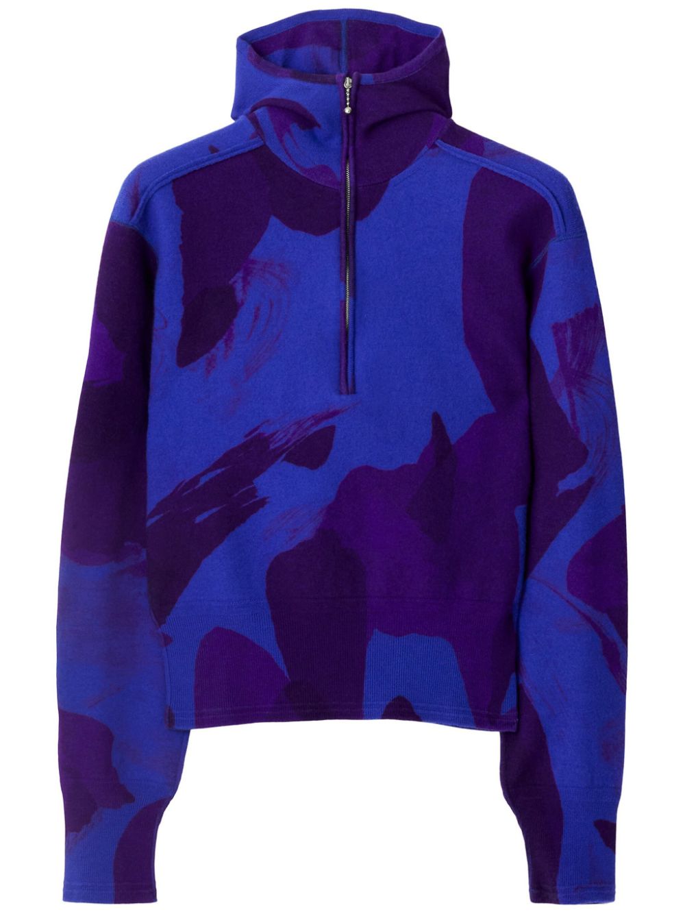 Abstract-pattern felted wool jumper - Blue