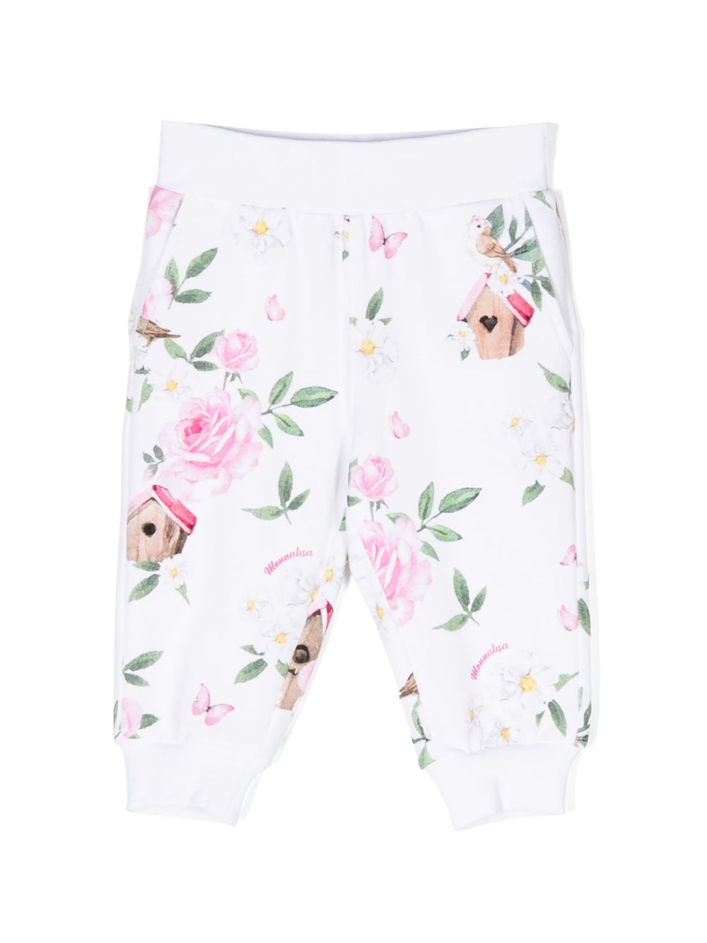 Floral-print cotton-blend trousers - White