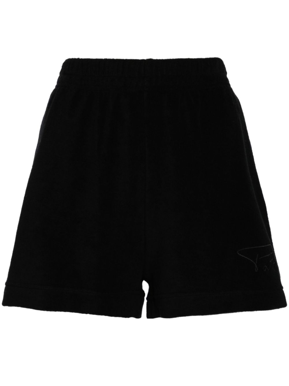 Logo-embroidered terry shorts - Black