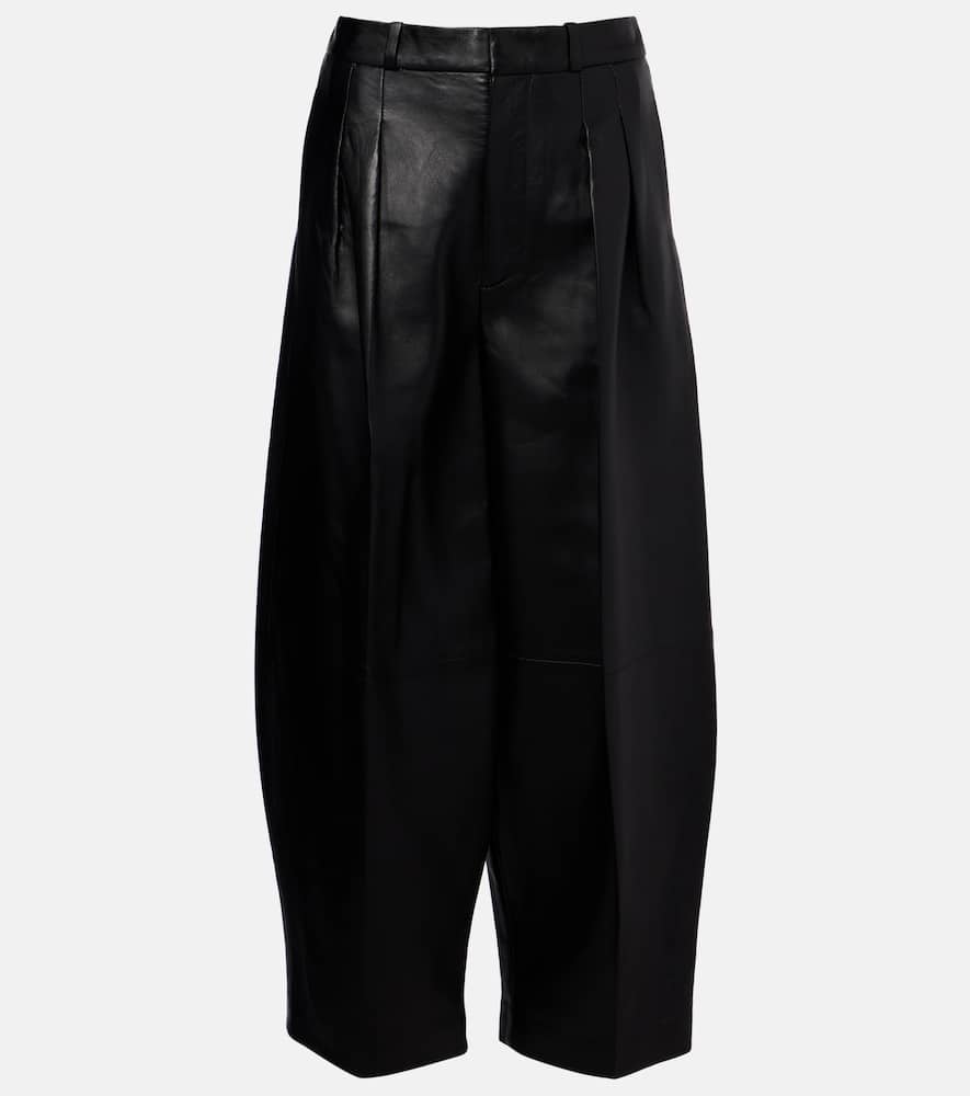 Dash leather barrel-leg pants