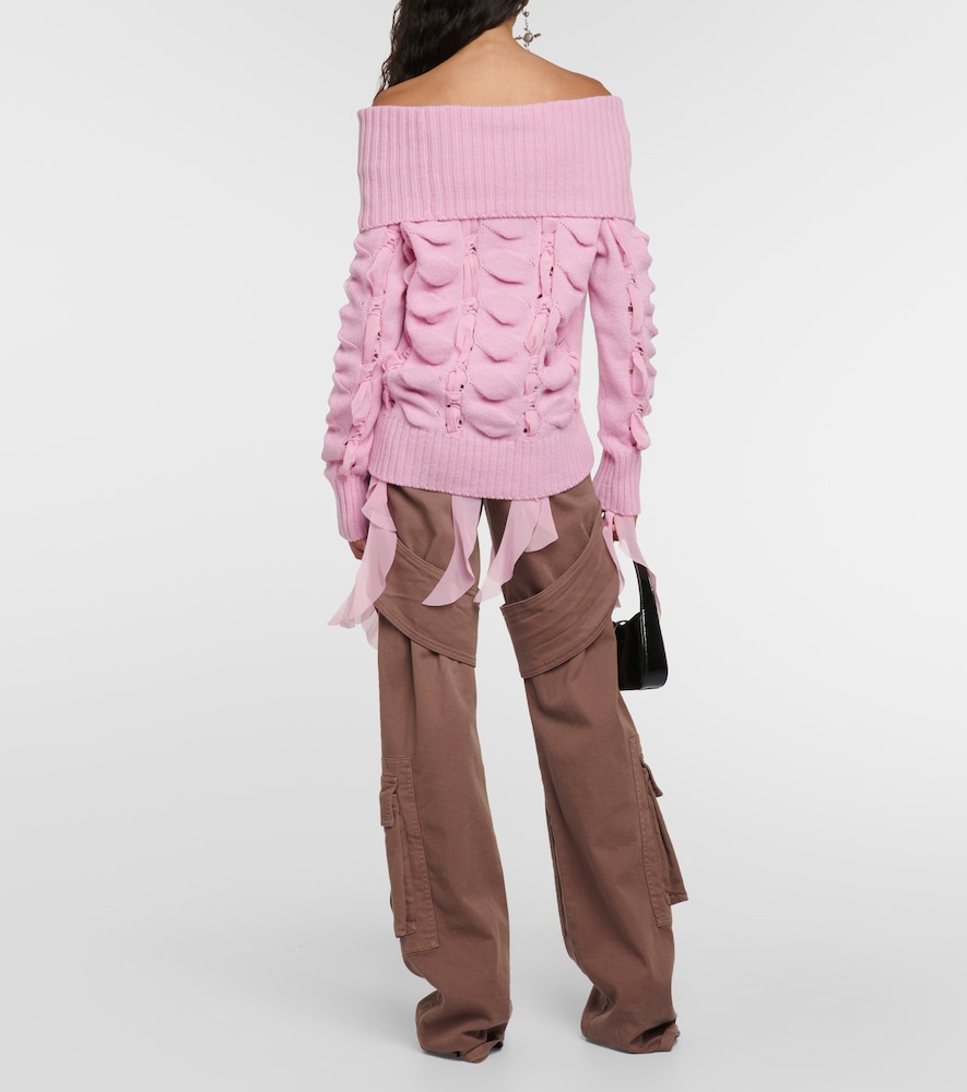 Rushed off-shoulder wool sweater