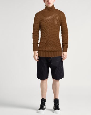 Man Turtleneck Camel Size L Virgin Wool