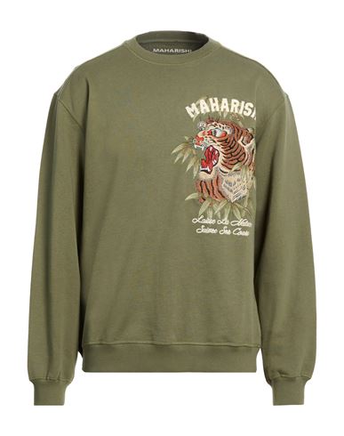 Man Sweatshirt Military green Size S Organic cotton