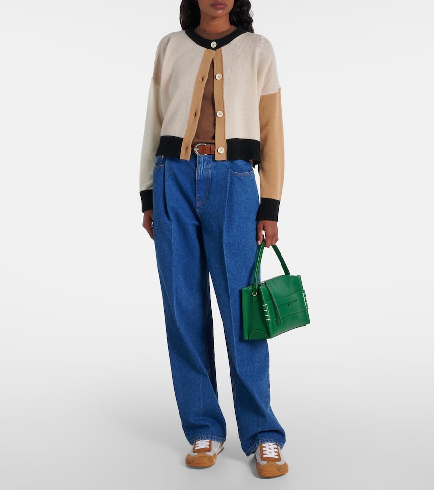 Colorblocked cashmere cardigan