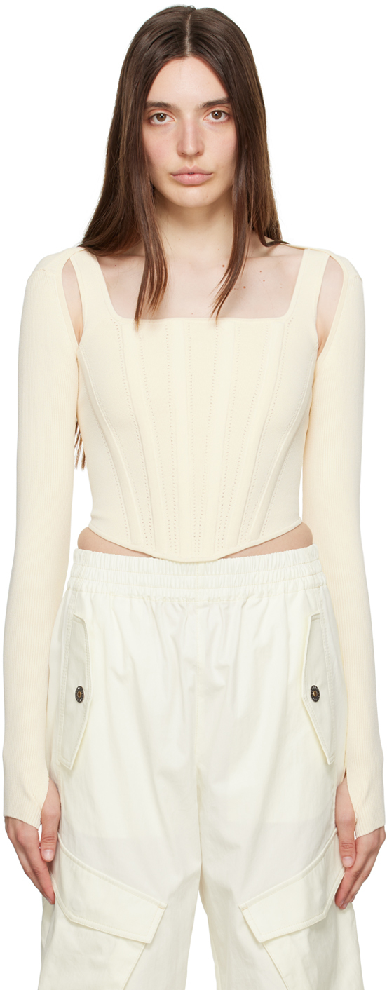 Beige Pointel Pattern Tank Top