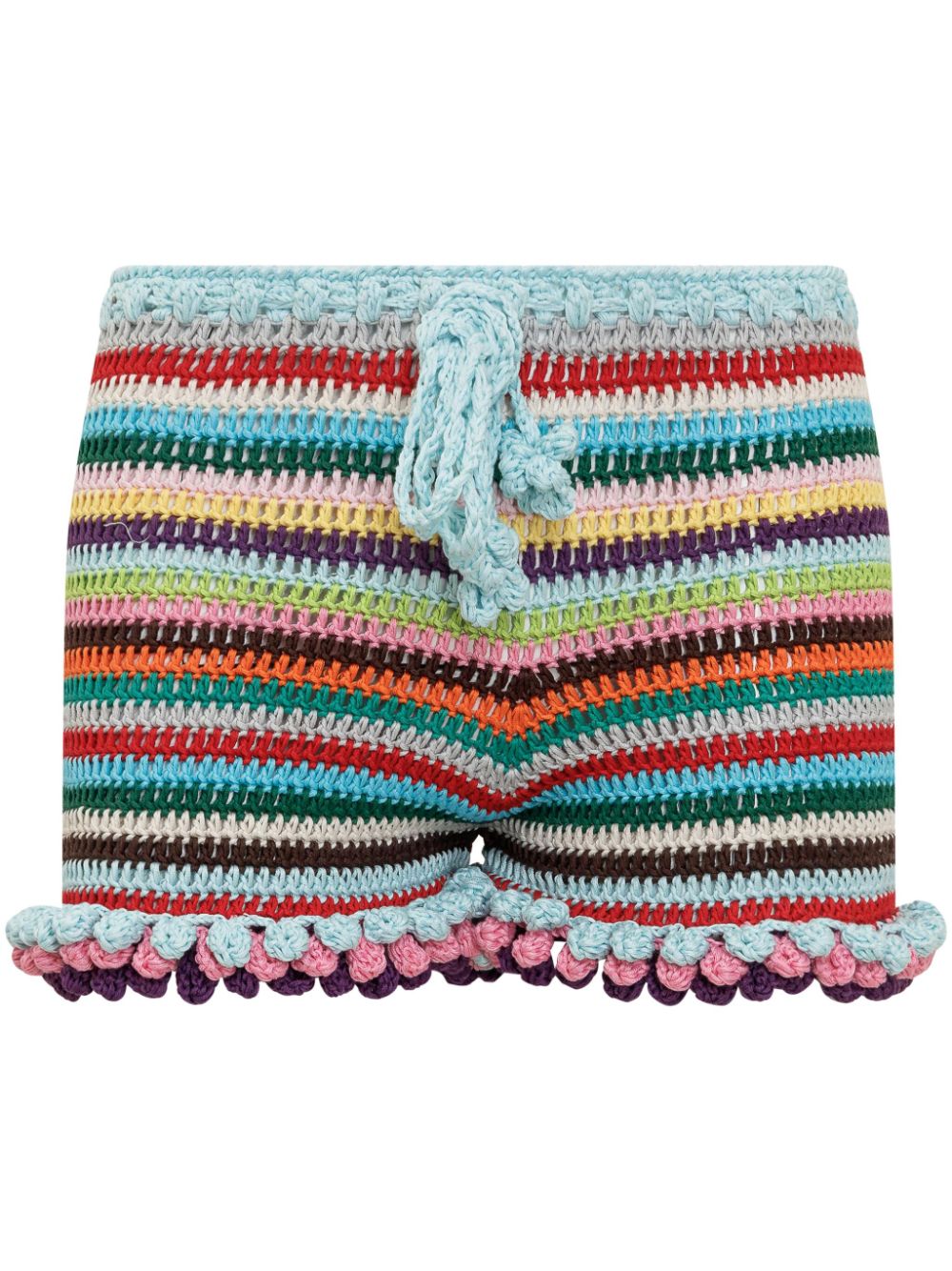 Crochet-knit shorts - Blue