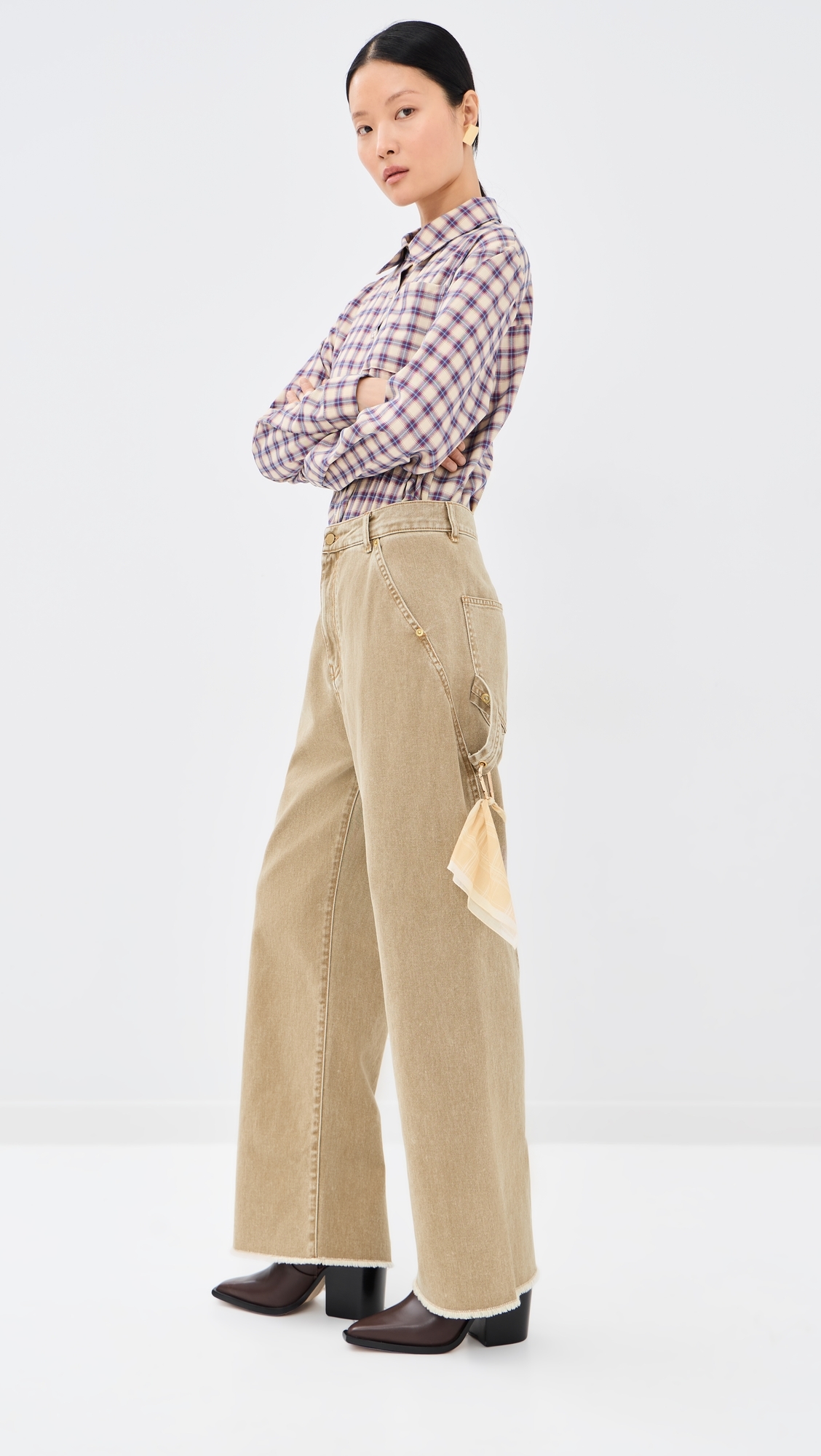 Sienna Loose Back Split Denim Jeans Camel