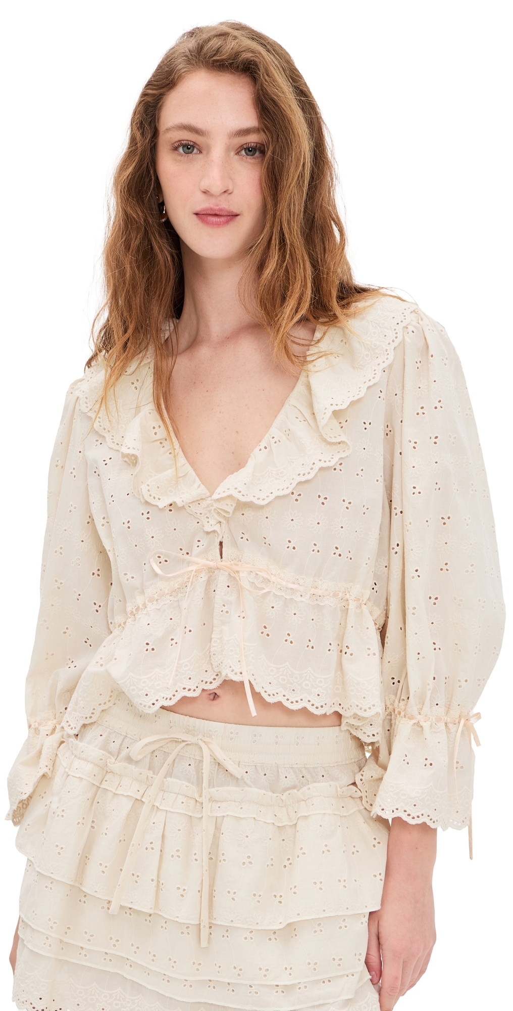 Sophia Ruffle Top Beige