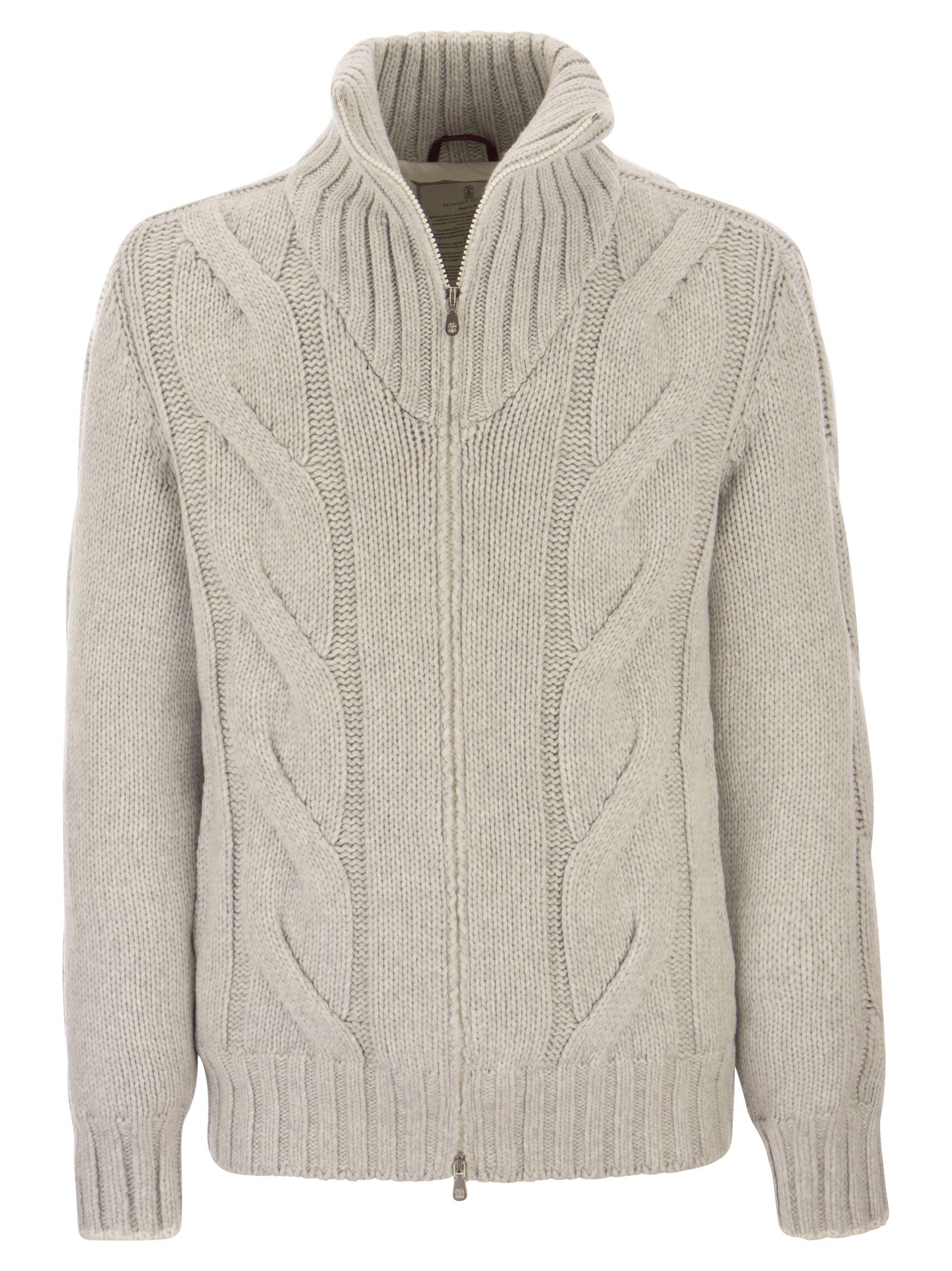 Cable-knit padded jacket - Grey