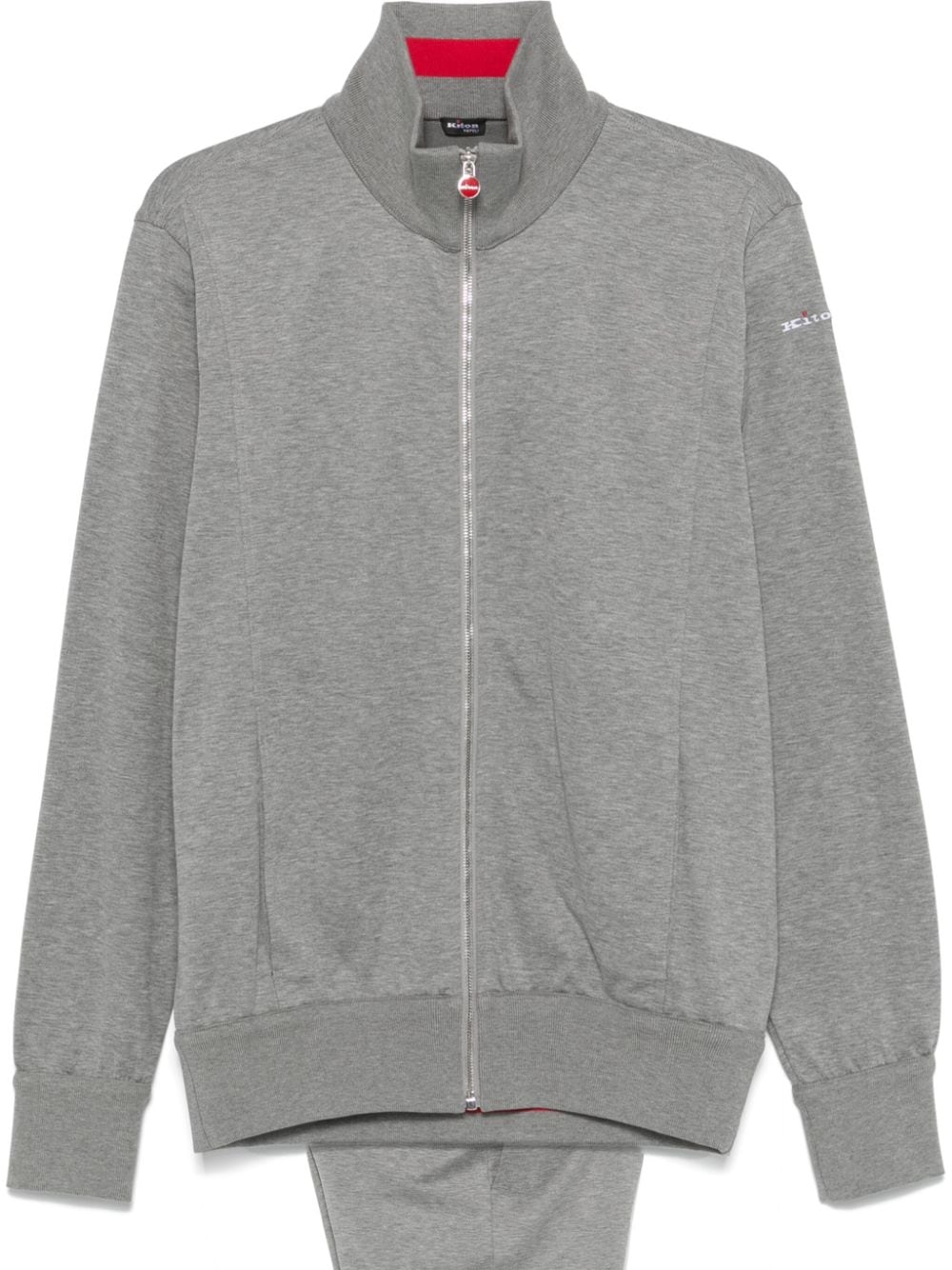 Logo-Embroidered Cotton Blend Tracksuit — Grey