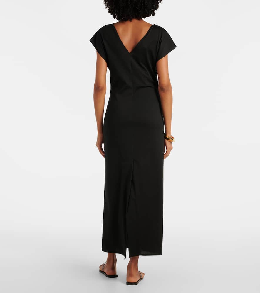 Asymmetric draped midi dress