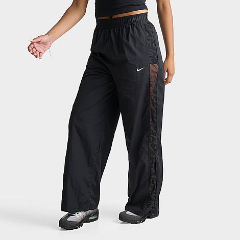 Women's Sportswear Loose Mid-Rise Lace Track Pants in Black/White
