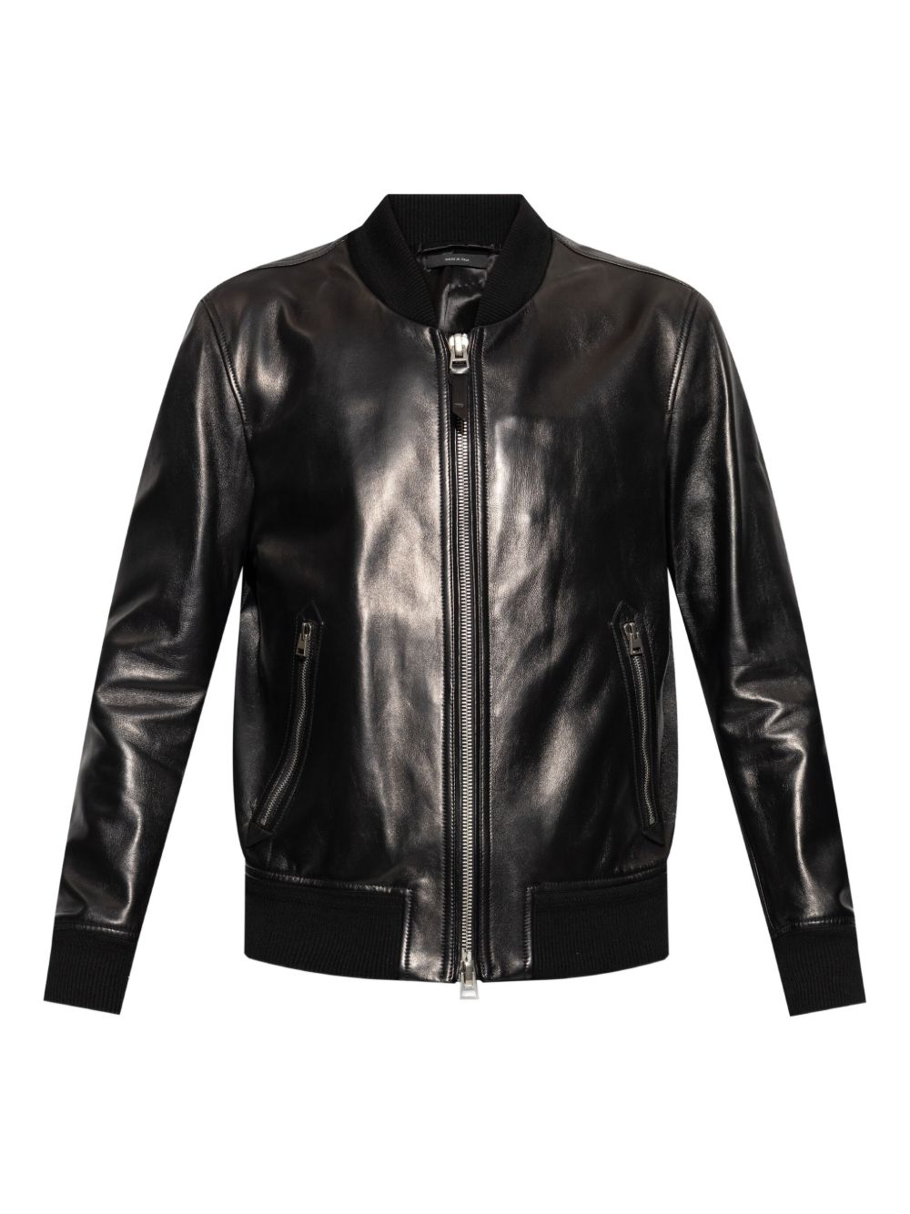Leather bomber jacket - Black