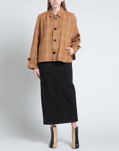 Marni Woman Coat Marigold Size 0 Virgin Wool, Lambskin