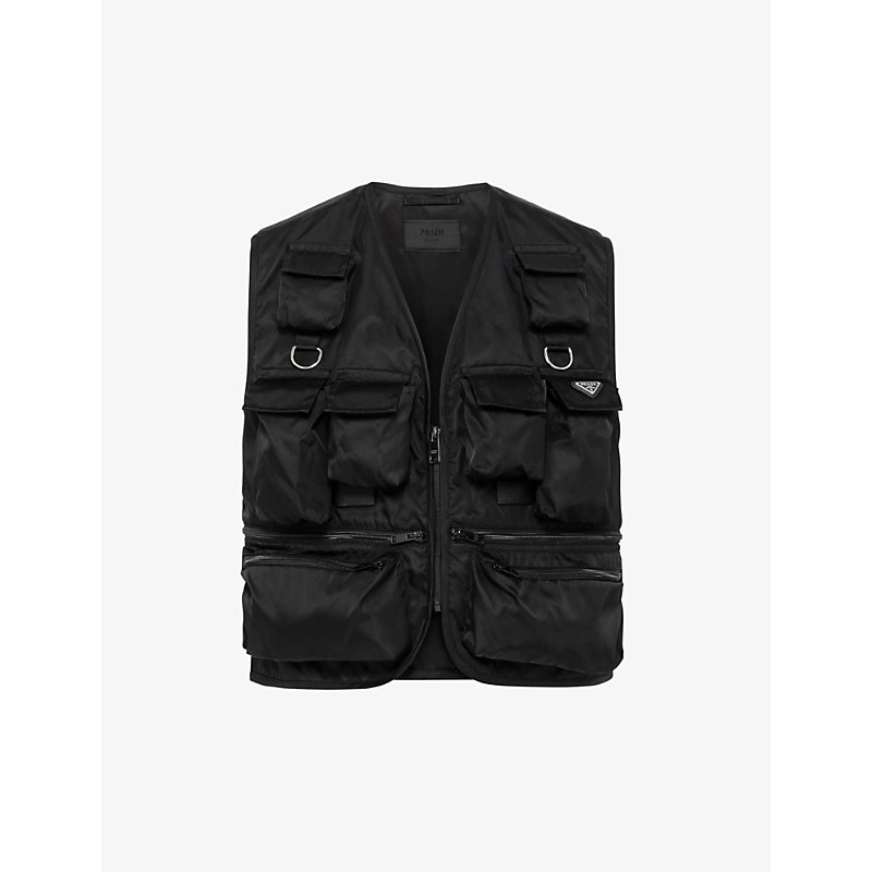 Mens Black Logo-print Quilted-pattern Re-Nylon Vest