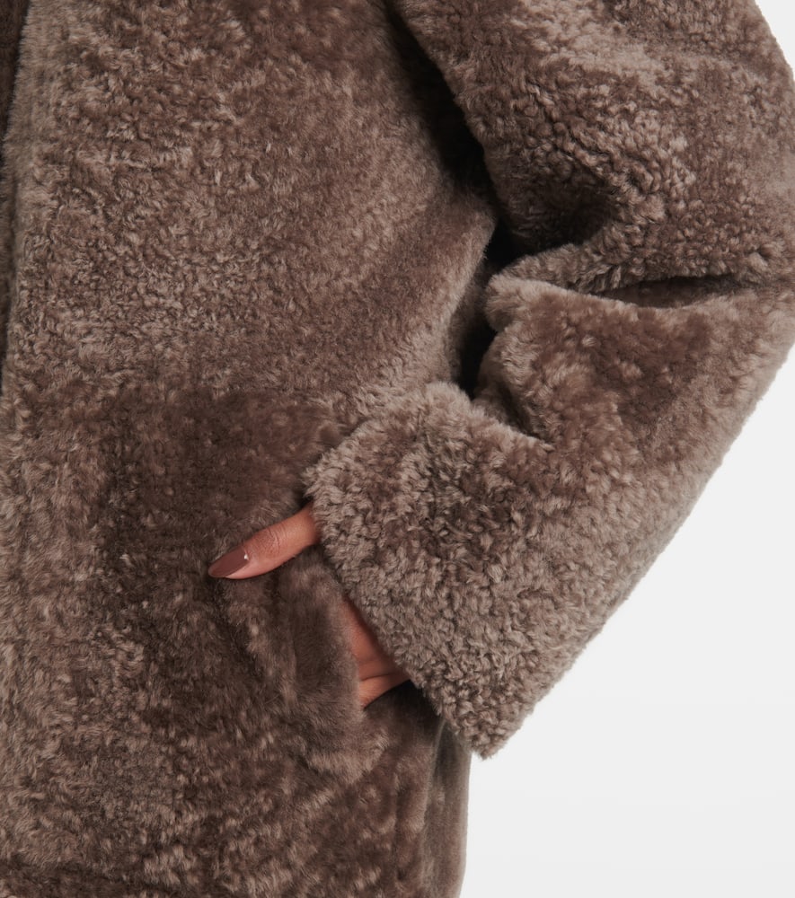 Reversible shearling and leather hooded coat