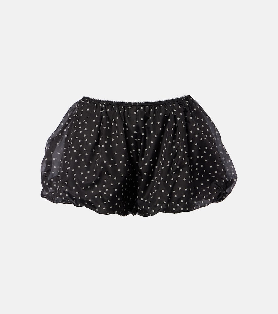 Polka-dot high-rise silk shorts