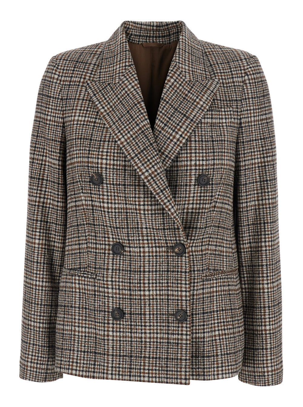 Check Wool Blazer — Beige