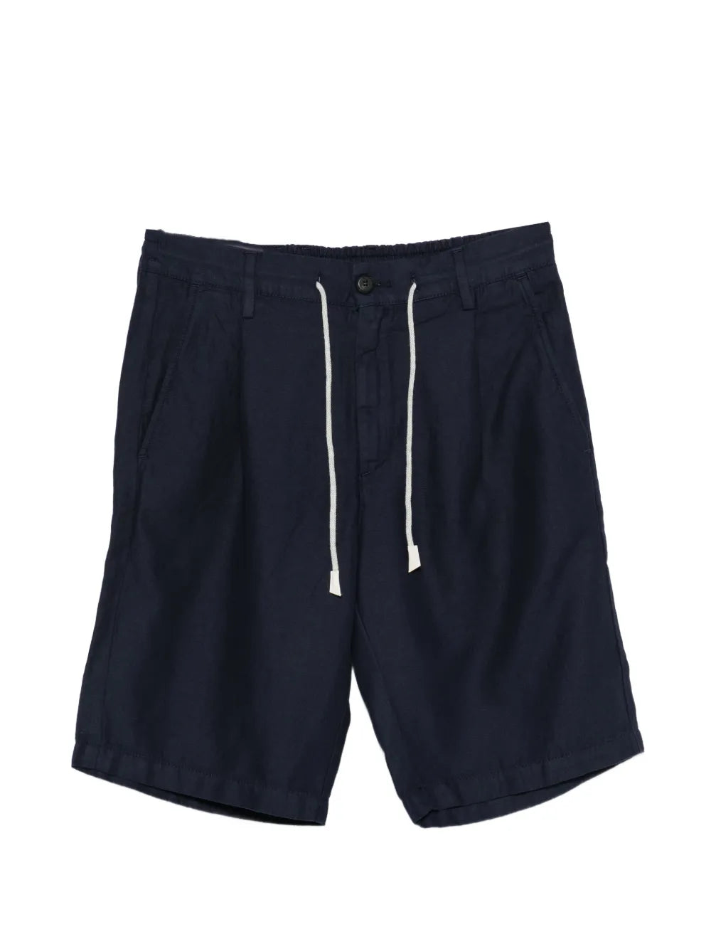 Drawstring Pleated Shorts — Navy