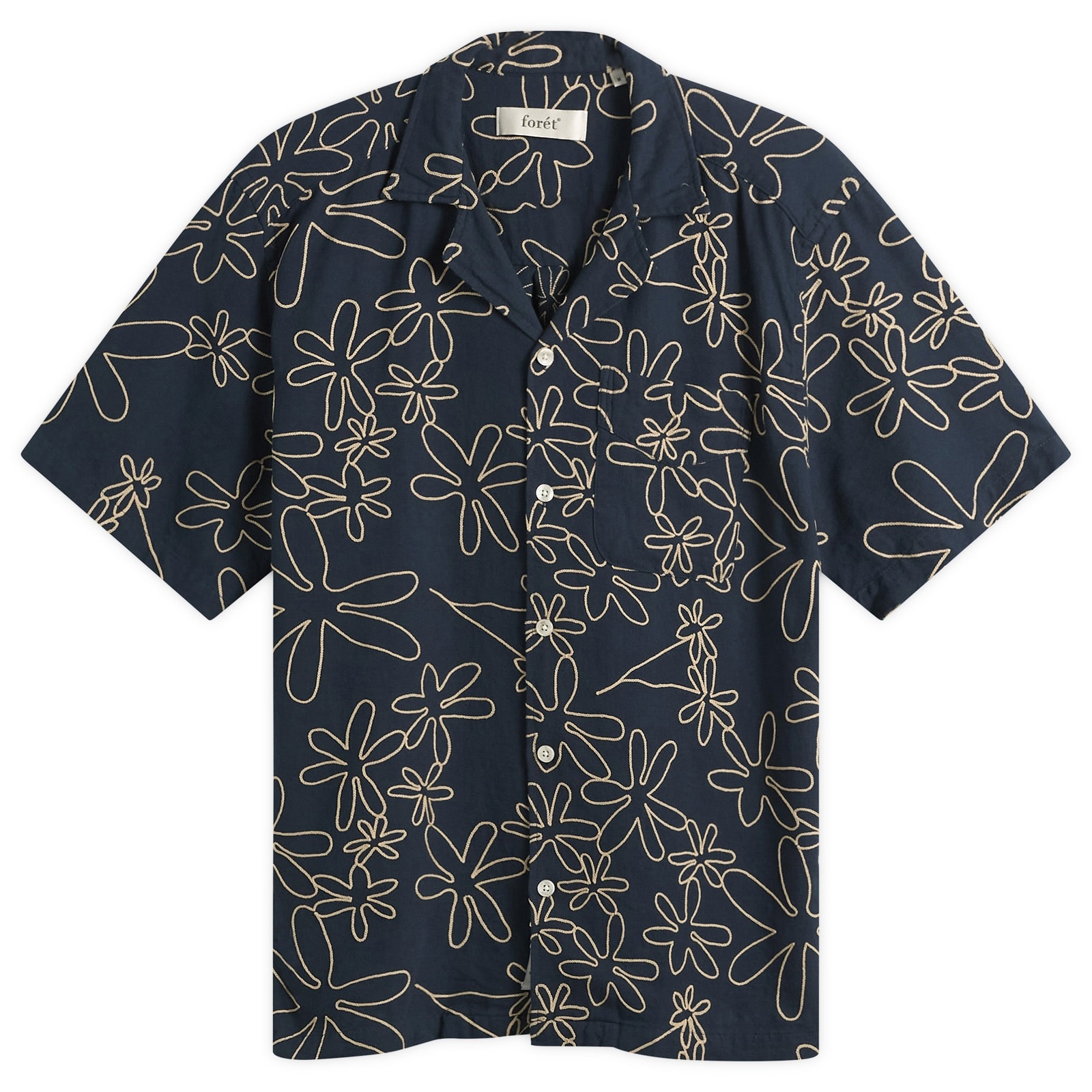 Men's Peer Embroidery Regular Fit Ss Shirt in Navy