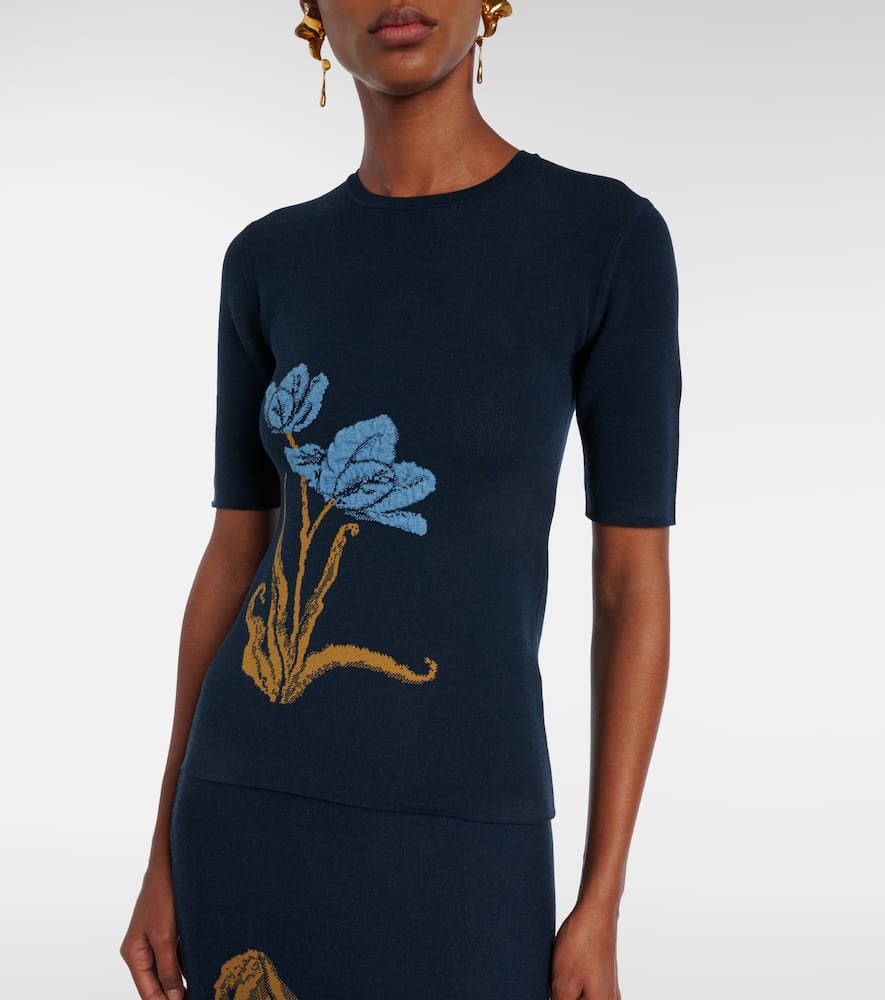 Floral jacquard sweater