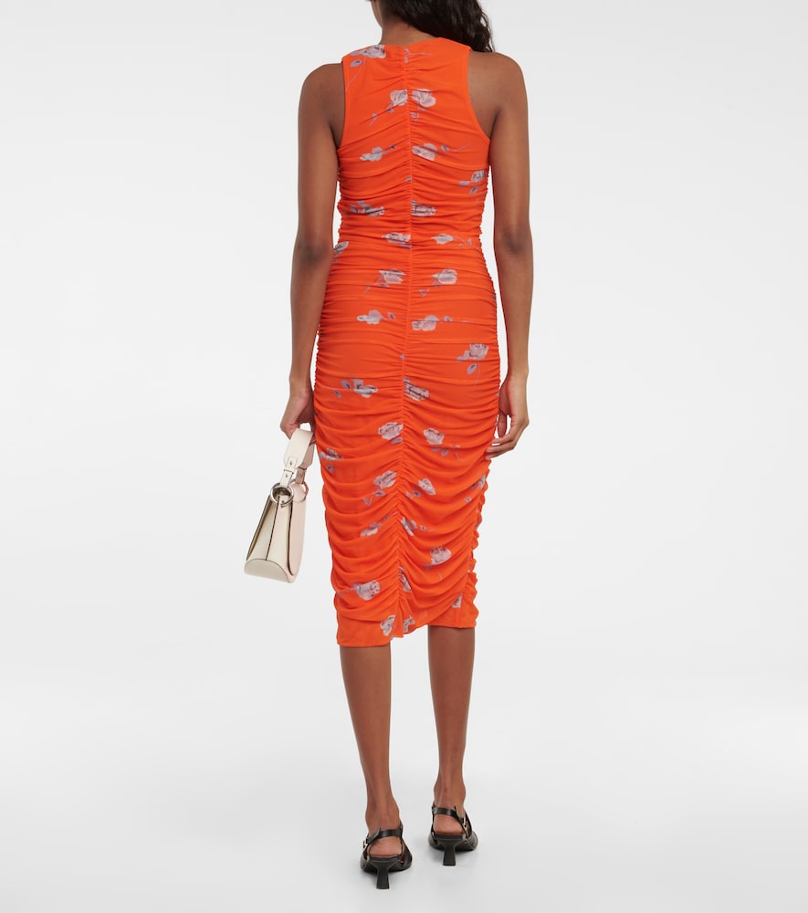 Ganni Floral ruched midi dress