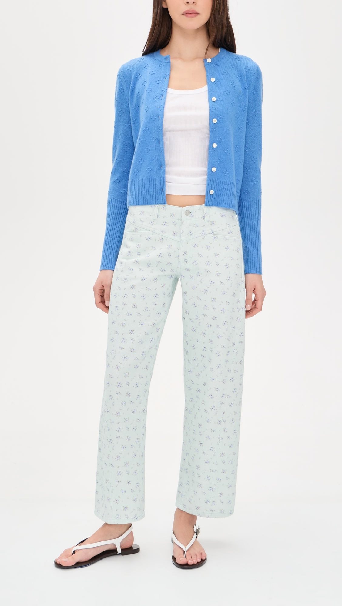 Selena Crop Jeans Minty Floral
