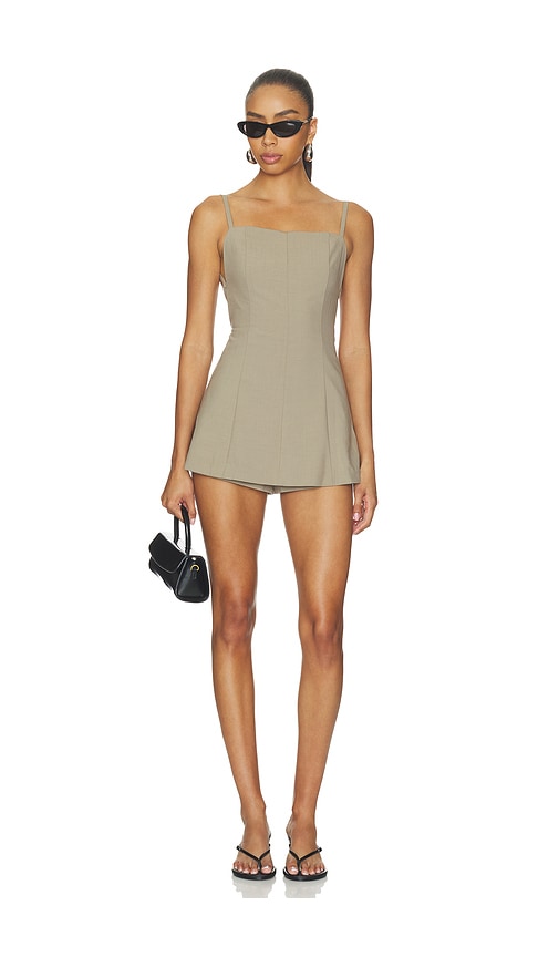 L'Academie Nicoly Romper in Beige. XXS. Also in L, M, S
