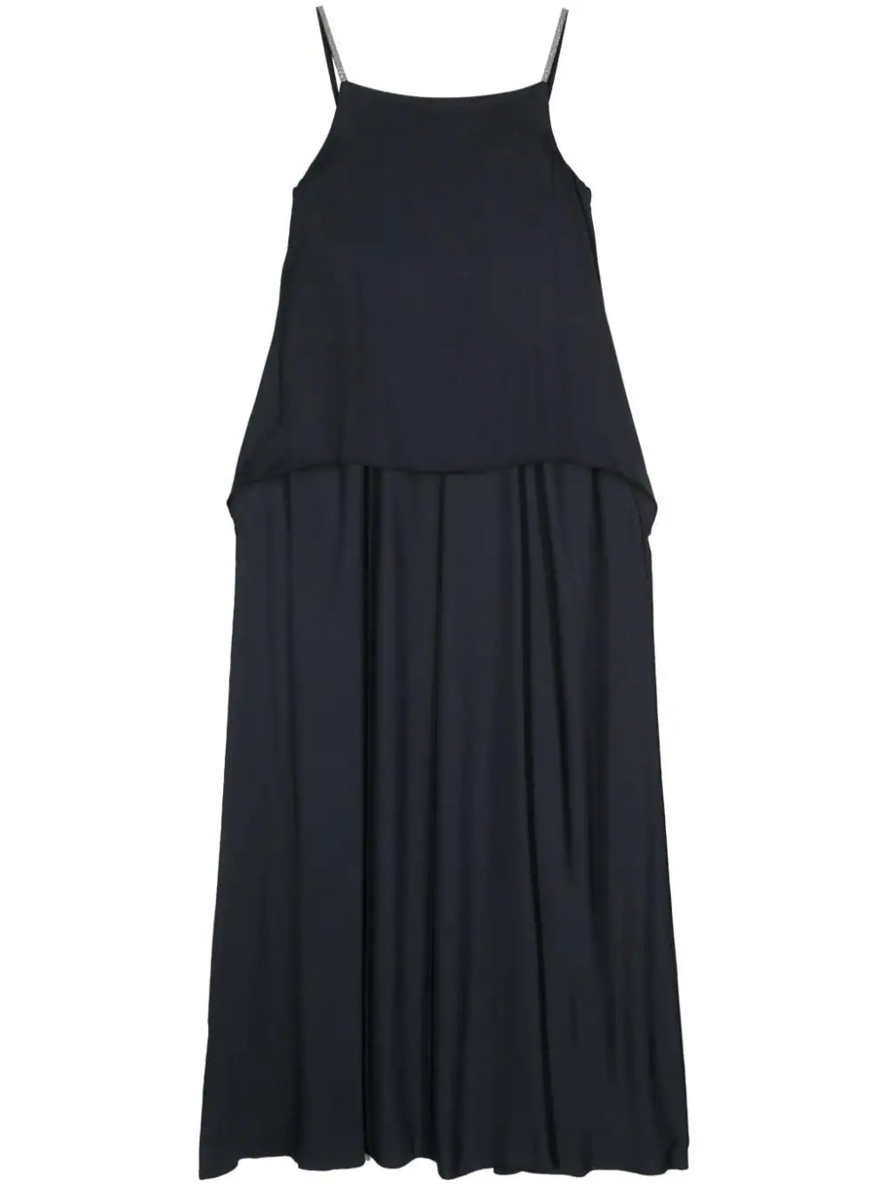 Satin Asymmetric Tank Top — Navy