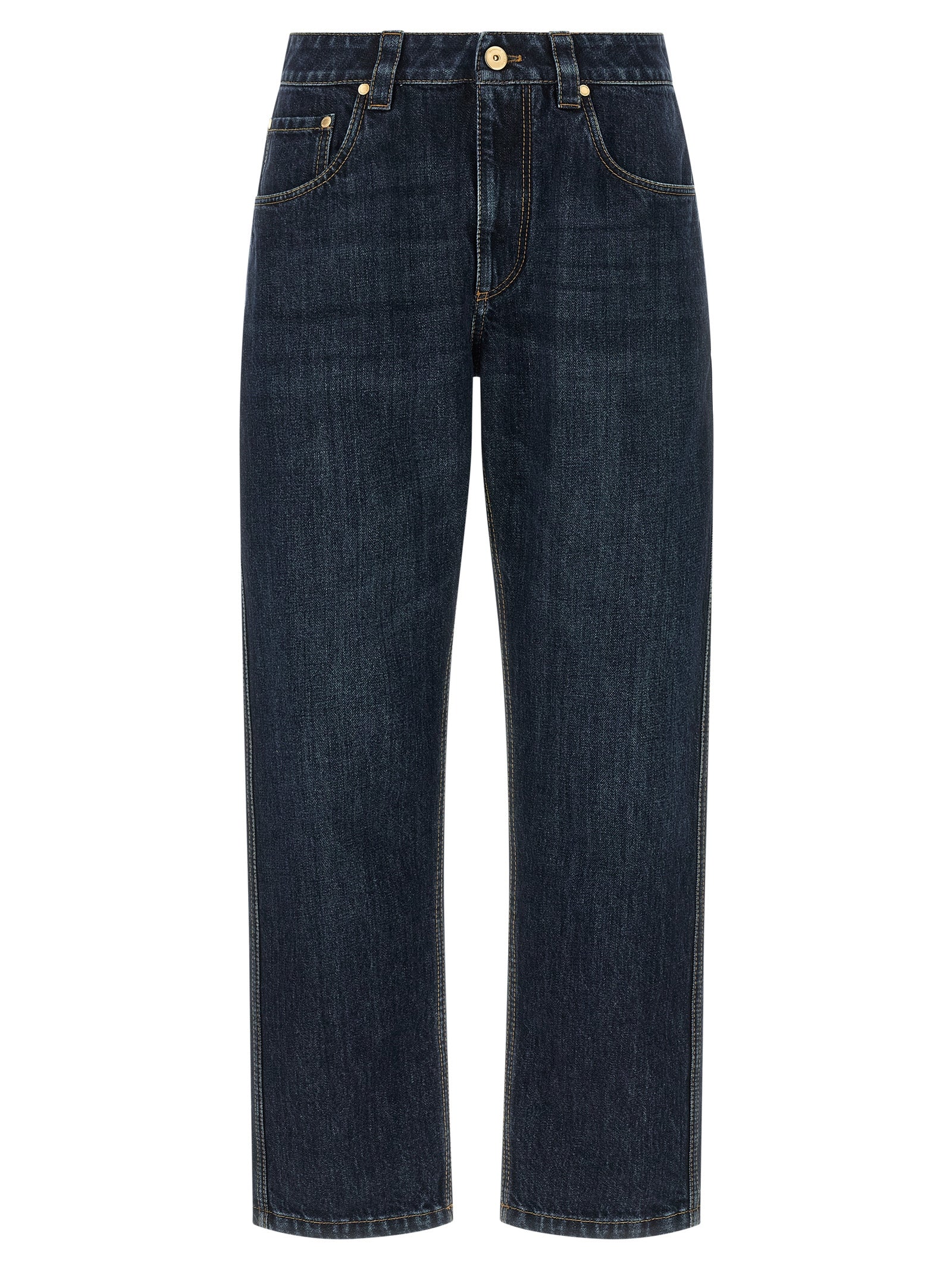 Cotton Straight-Leg Jeans — Blue