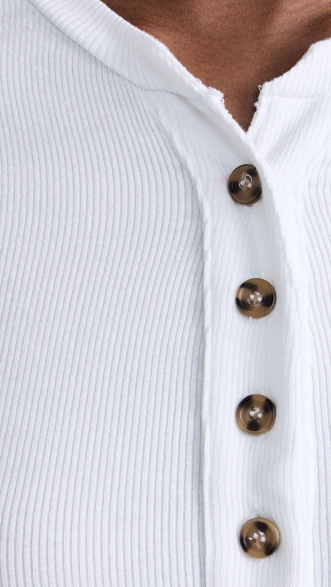 Ambitionist 여성 Button Up Ribbed Henley Bodysuit White