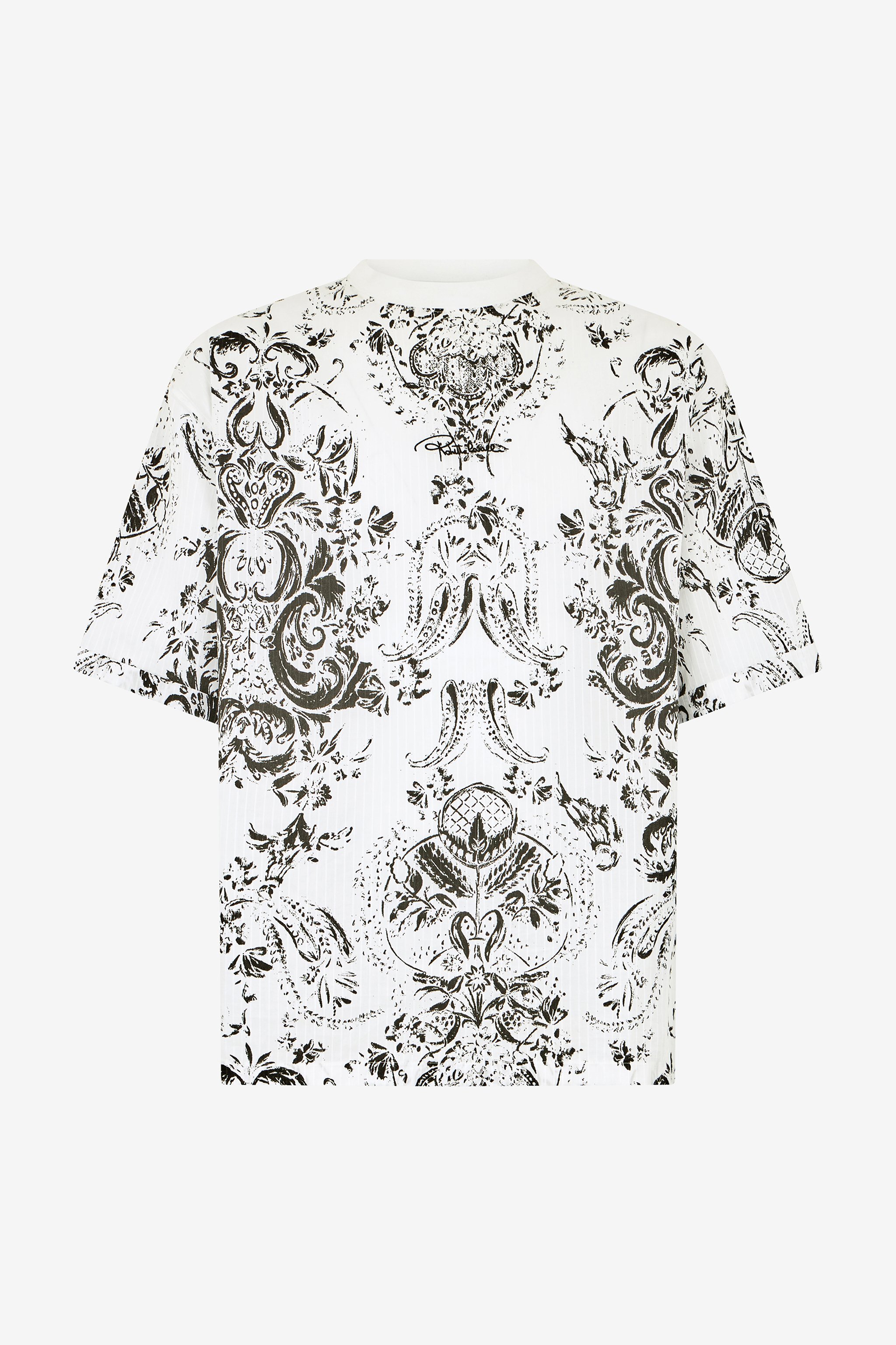 White T-shirt With Ornamental Design - Male T