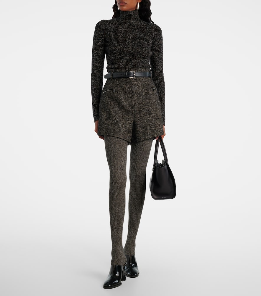 Herringbone wool-blend shorts