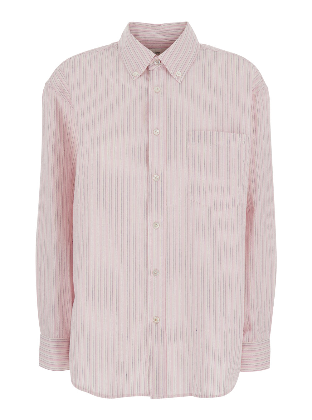 Striped Cotton-Blend Shirt — Pink