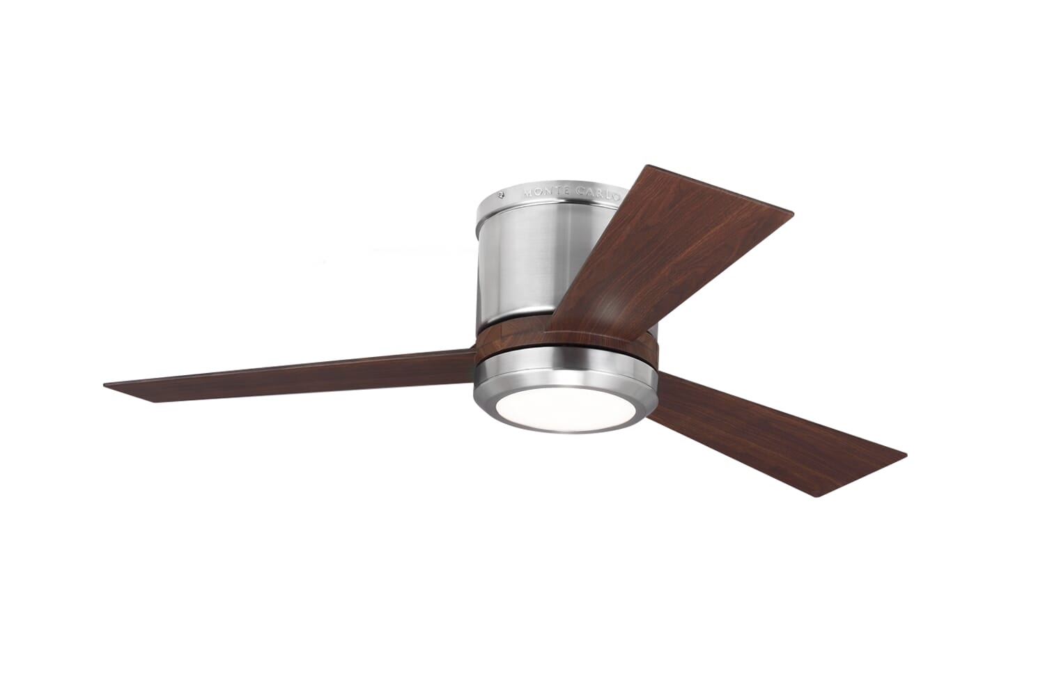 Clarity " LED Flush Mount Ceiling Fan in Brushed Stee