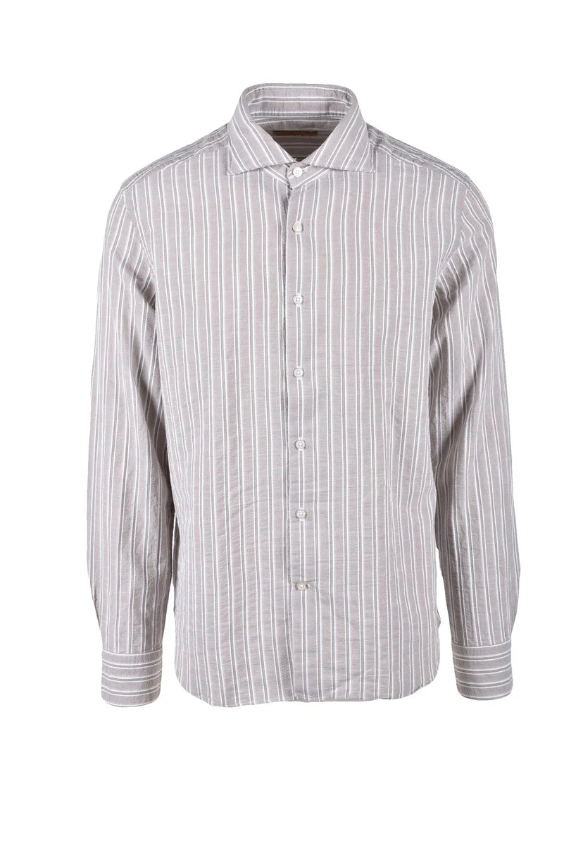 Beige Striped Cotton Shirt