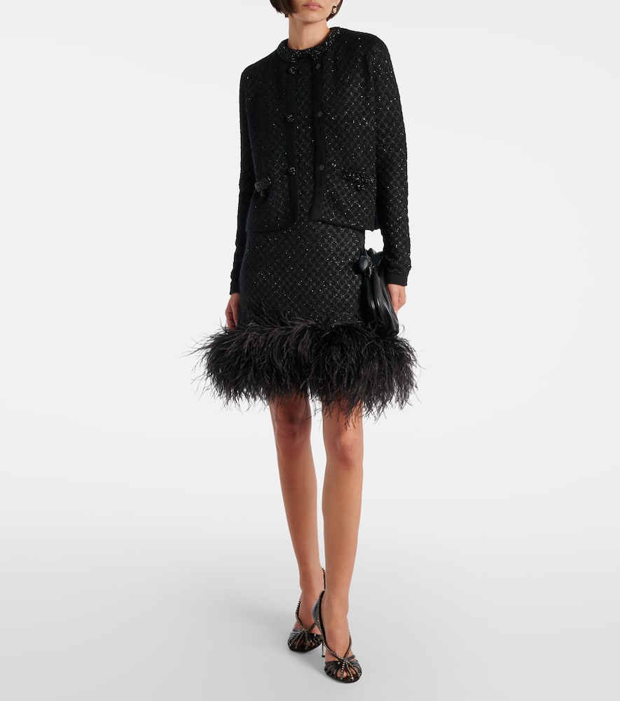 Novara feather-trimmed minidress