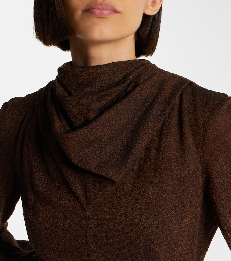 Avara draped wool twill midi dress