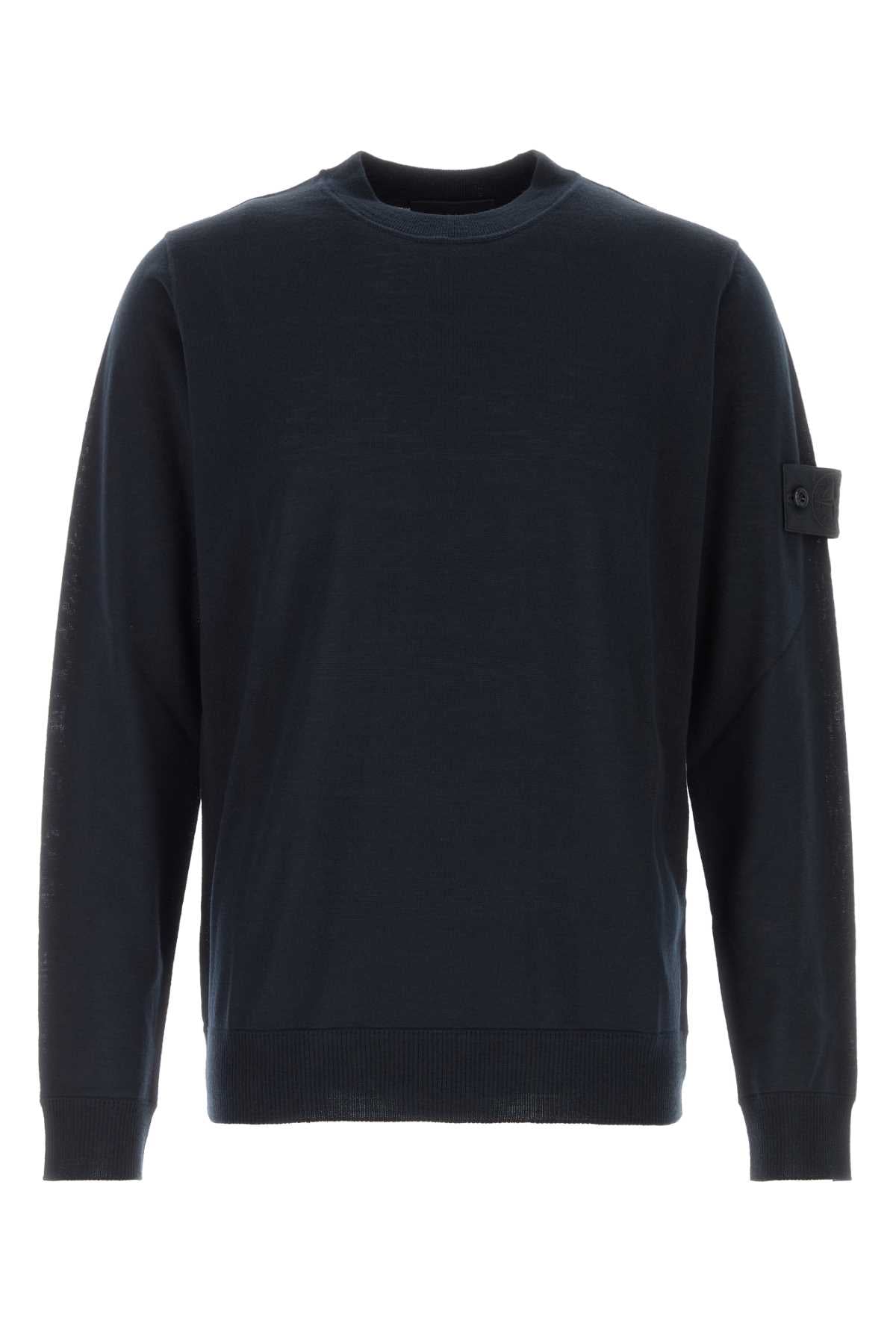 Virgin Wool Crew-Neck Sweater — Navy