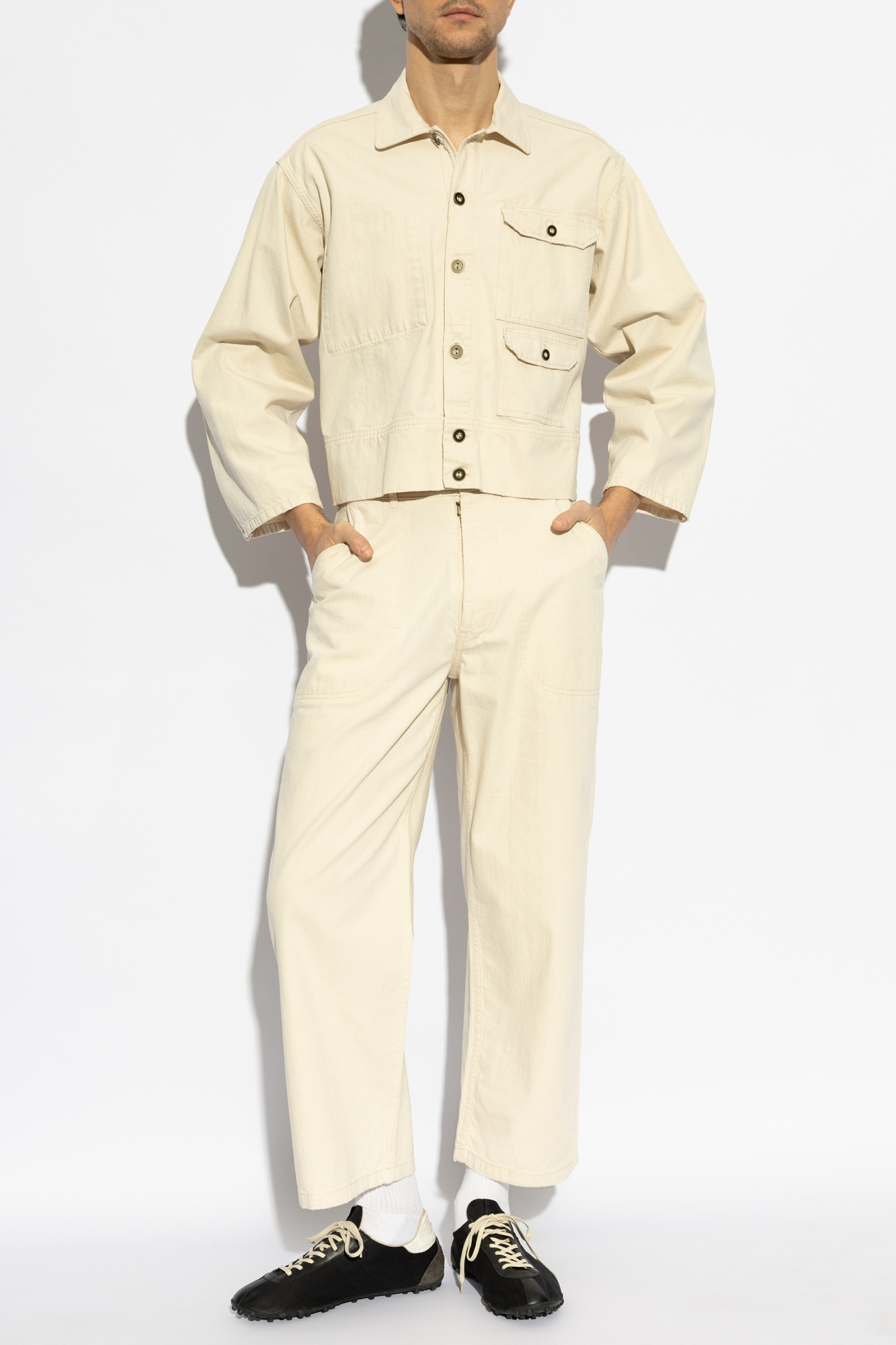 High-waisted Trousers, Men's, Cream