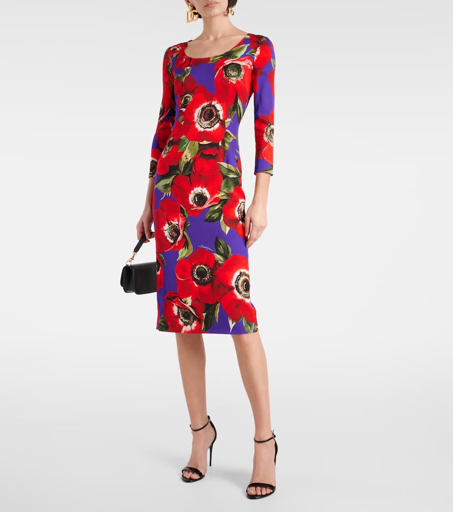 Floral silk-blend midi dress