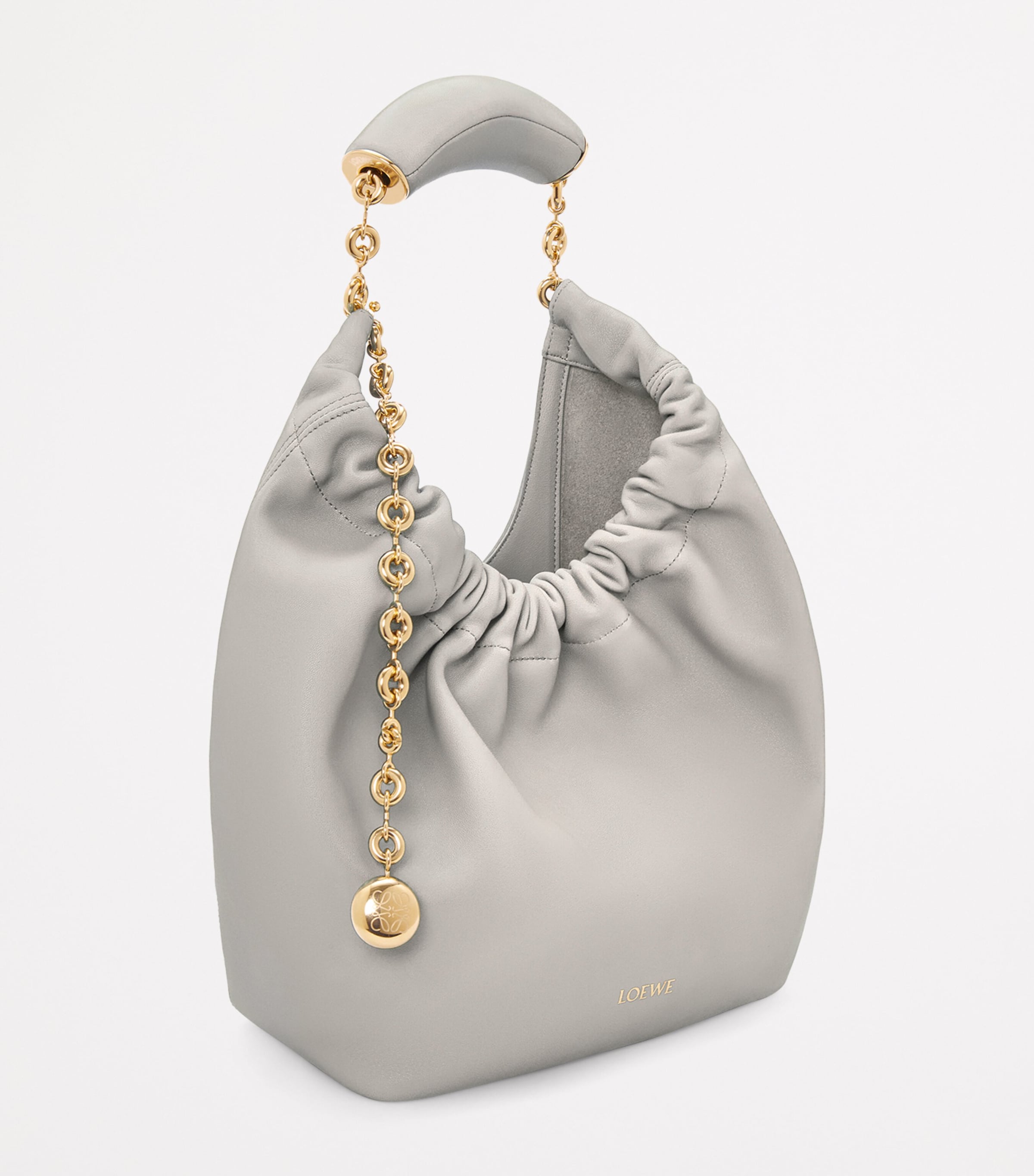 Small Leather Squeeze Top-Handle Bag
