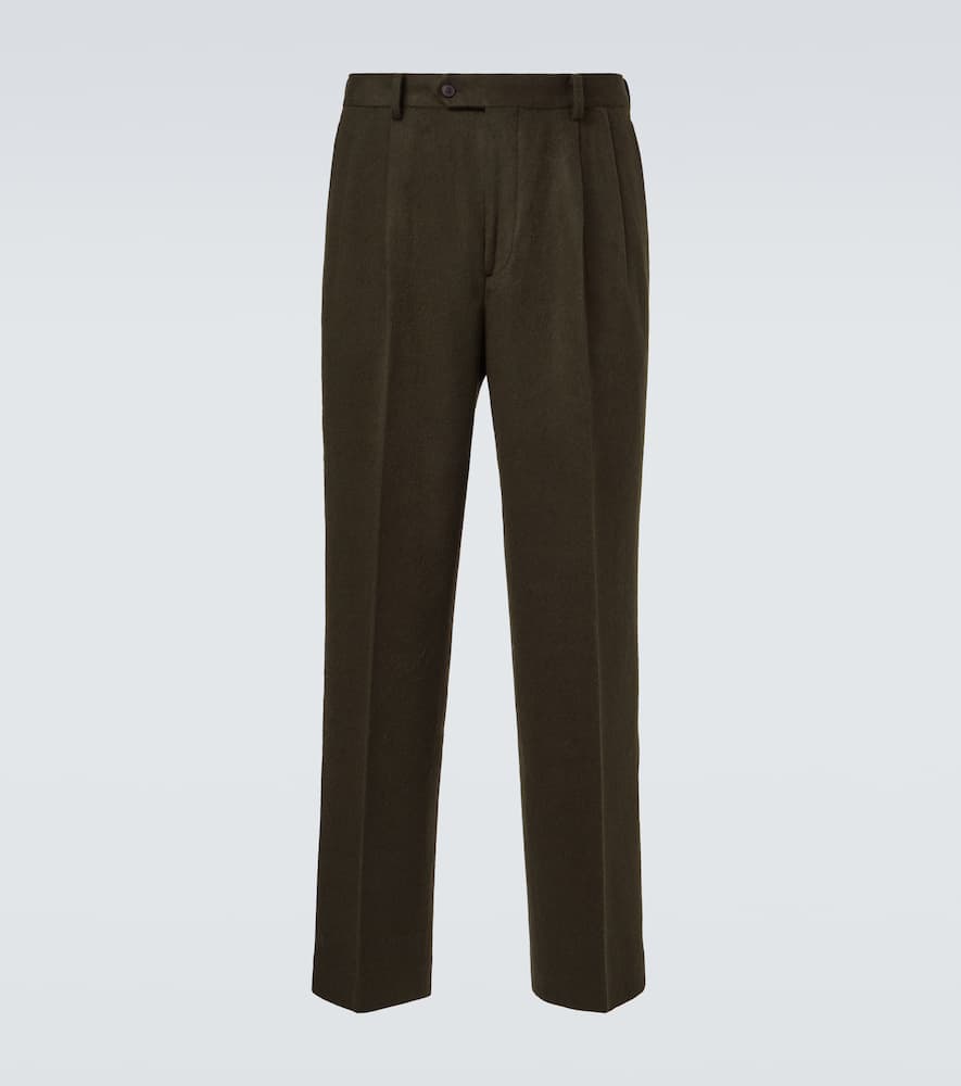 Camel hair flannel straight pants