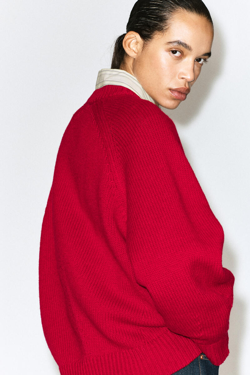 Rounded Wool Crew-Neck Sweater